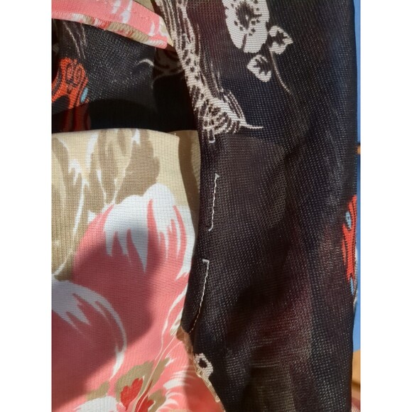 Vintage Combing Bed Jacket Patchwork Nylon Tricot Puff Sleeve Kimono Wrap XS/S - Picture 7 of 7